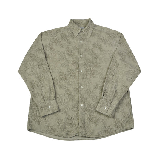 Vintage Corduroy Pattern Shirt Grey Large