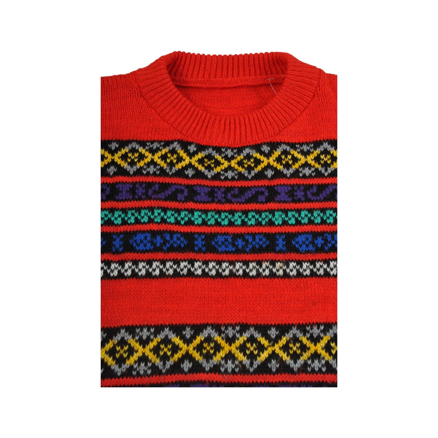 Vintage Knitwear Sweater Retro Pattern Red Ladies Medium