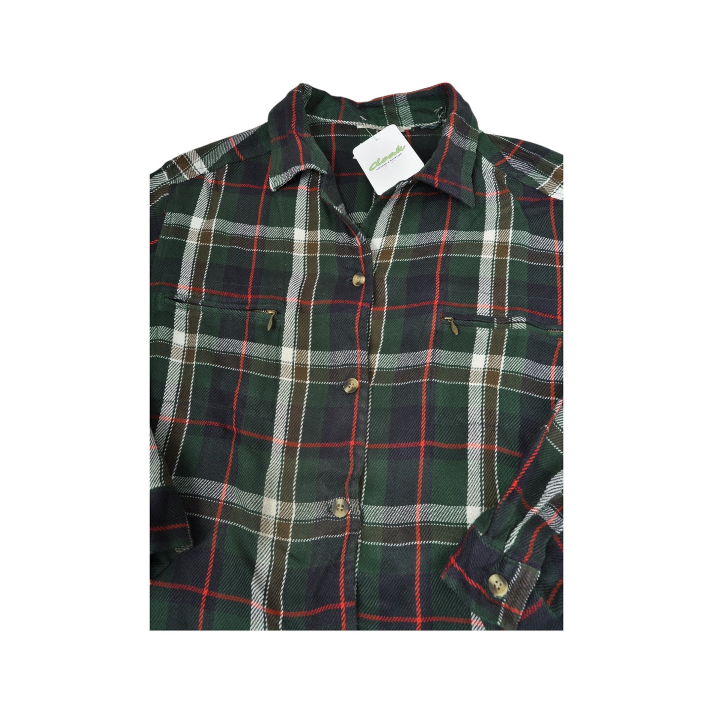 Vintage Lumberjack Shirt Long Sleeved Checked Green Small