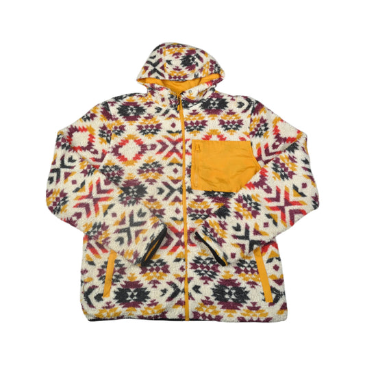 Vintage Hooded Jacket Fleece Retro Pattern Multi Medium