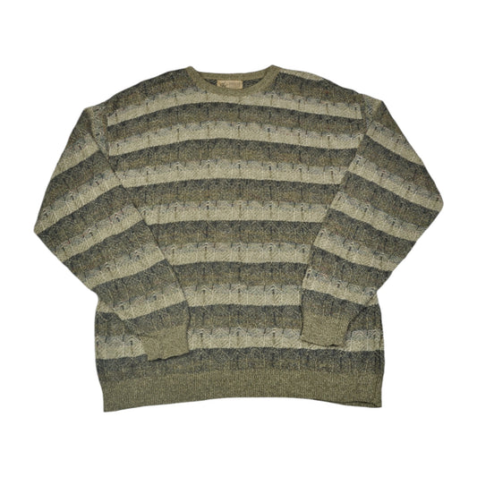 Vintage Knitwear Sweater Retro Pattern Beige Large