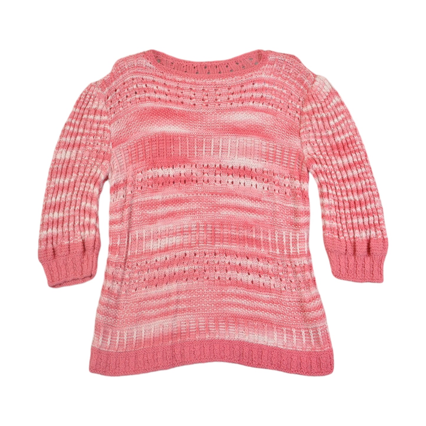 Vintage Strickpullover Retro Muster Pink Damen Medium