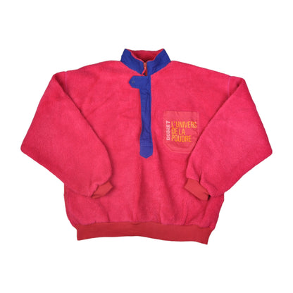 Vintage Degre 7 Fleece 1/4 Zip Retro Block Colour Pink Medium