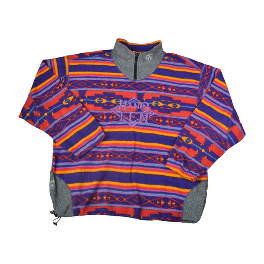 Vintage Fleece  1/4 Zip Aztec Retro Pattern Multi XL