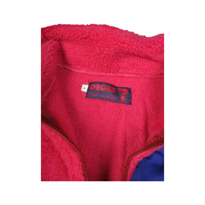 Vintage Degre 7 Fleece 1/4 Zip Retro Block Colour Pink Medium