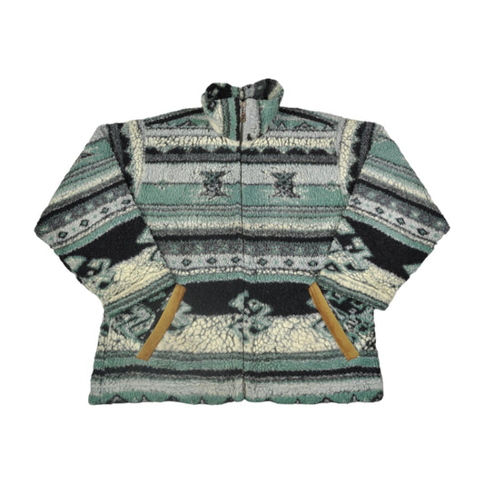 Vintage Fleece Jacket Retro Pattern Multi Small