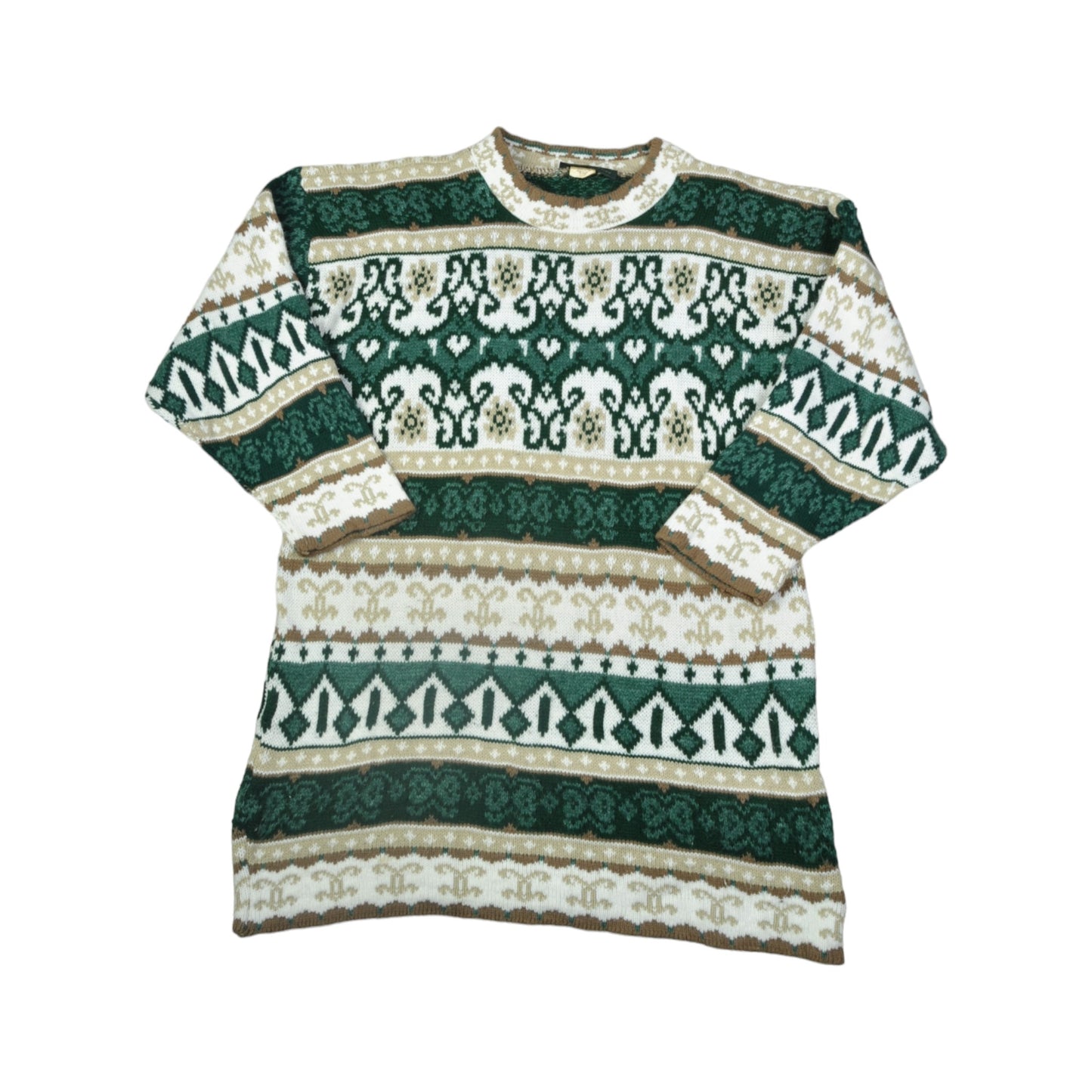 Vintage Knitwear Pattern Sweater Green Ladies Small