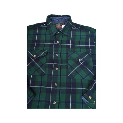 Vintage Lumberjack Shirt Long Sleeved Checked Green Large