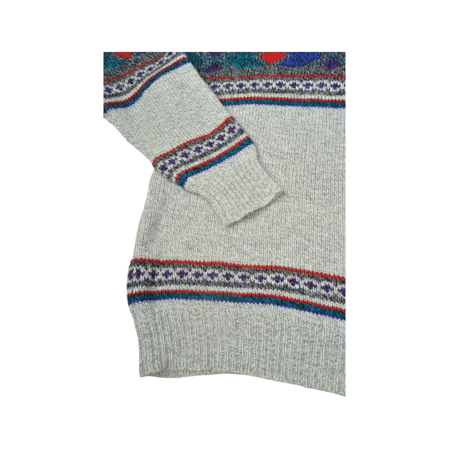 Vintage Knitwear Sweater Retro Pattern Grey Medium