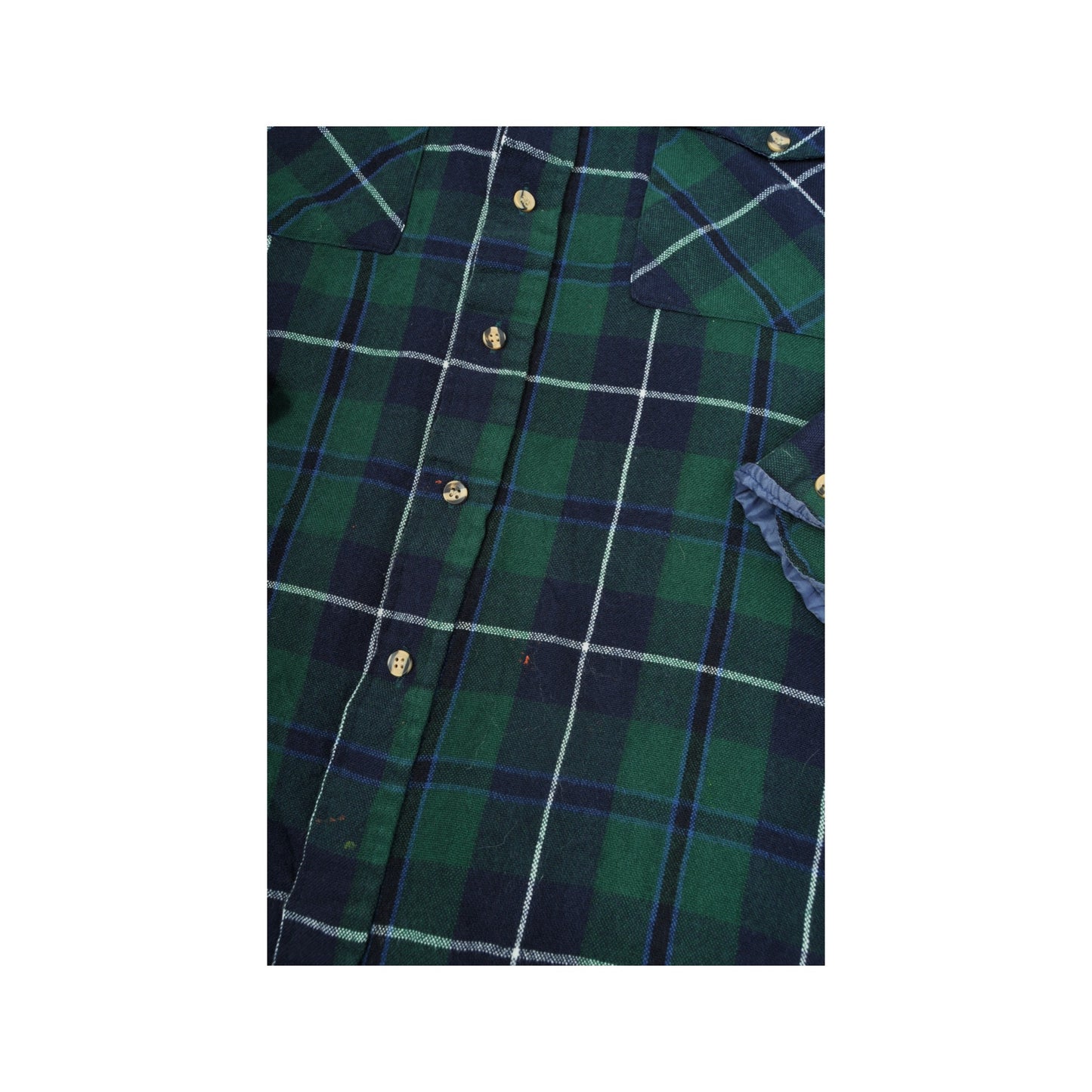 Vintage Flannel Shirt Long Sleeved Checked Green Large