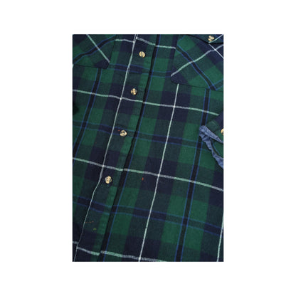 Vintage Lumberjack Shirt Long Sleeved Checked Green Large