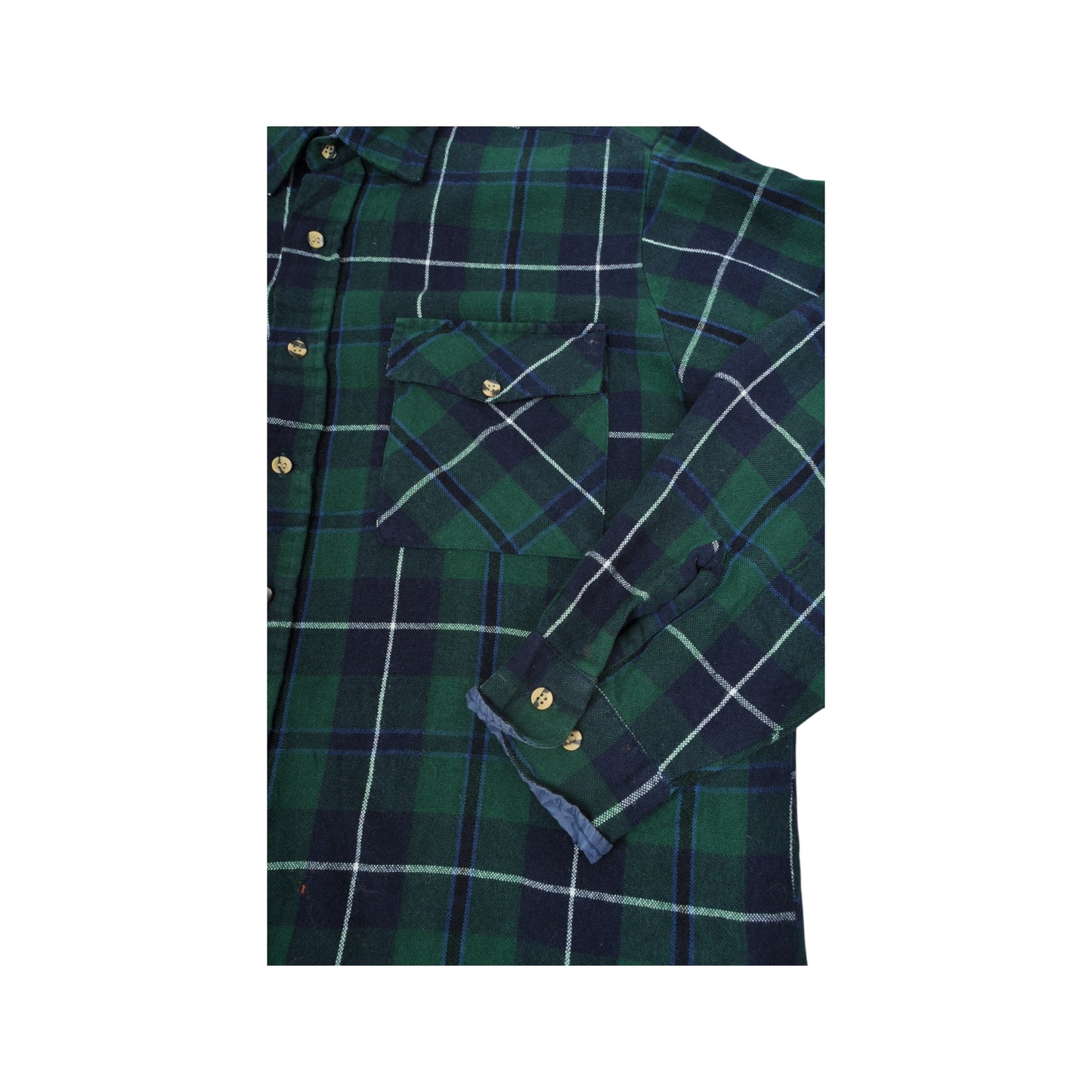 Vintage Lumberjack Shirt Long Sleeved Checked Green Large