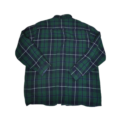 Vintage Flannel Shirt Long Sleeved Checked Green Large