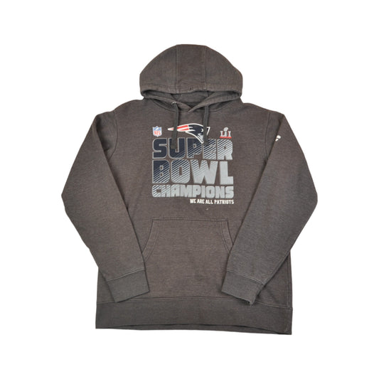 Vintage NFL New England Patriots Super Bowl Hoodie Sweatshirt Grey Medium