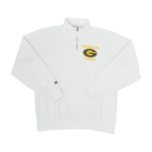 Vintage Grambling State Tigers 1/4 Zip Sweatshirt White Medium