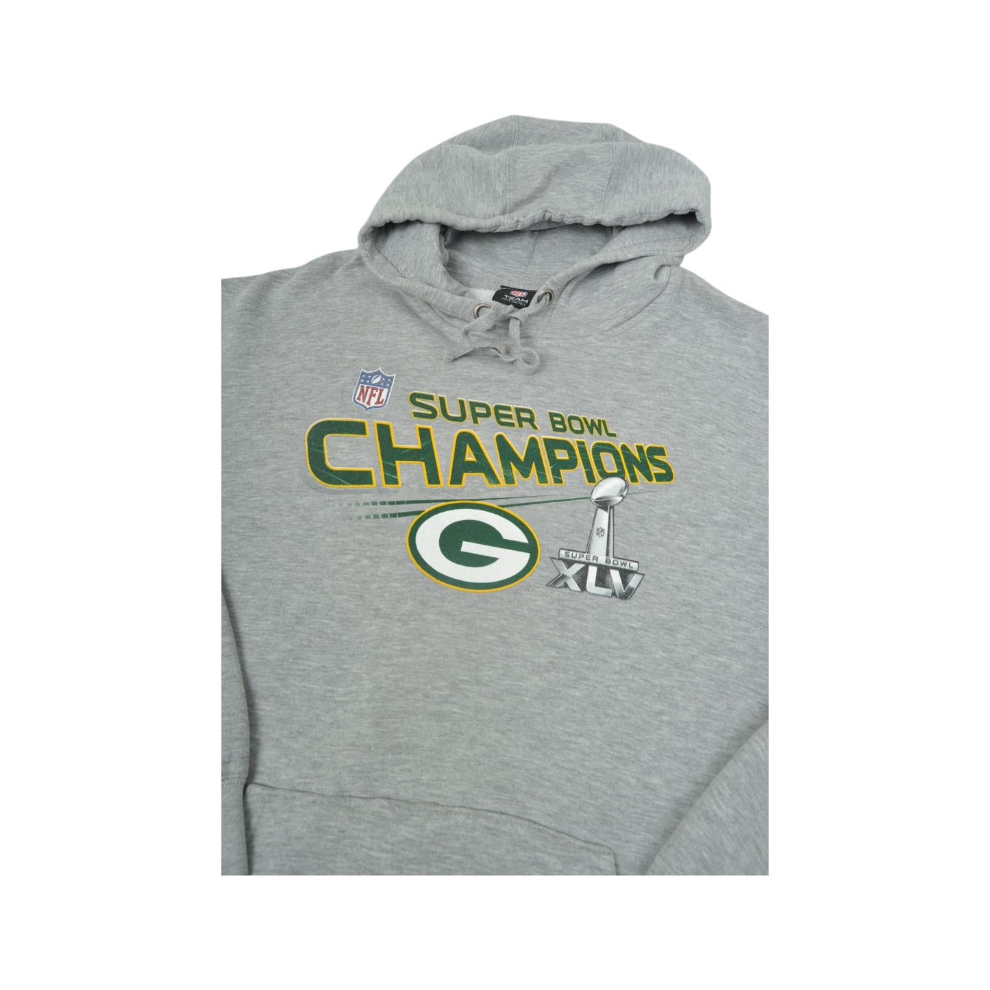 Vintage NFL Super Bowl XLV Champions Green Bay Packers Sweatshirt Hoodie Grey XL