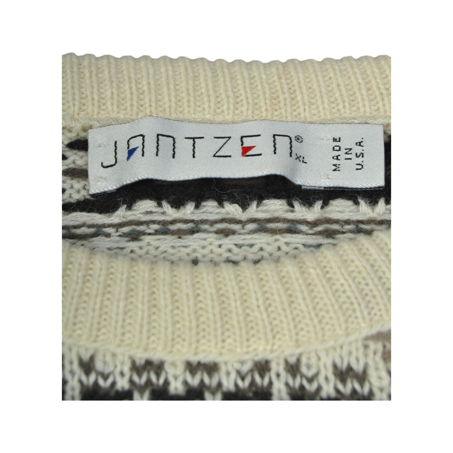 Vintage Knitwear Sweater Retro Pattern Beige Large