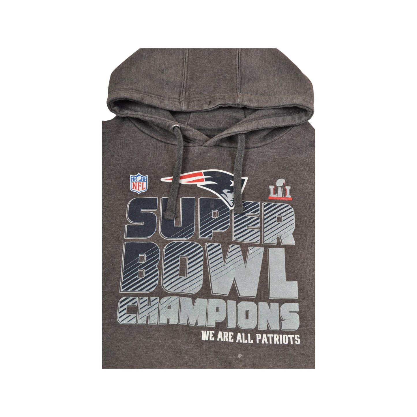 Vintage NFL New England Patriots Super Bowl Hoodie Sweatshirt Grey Medium