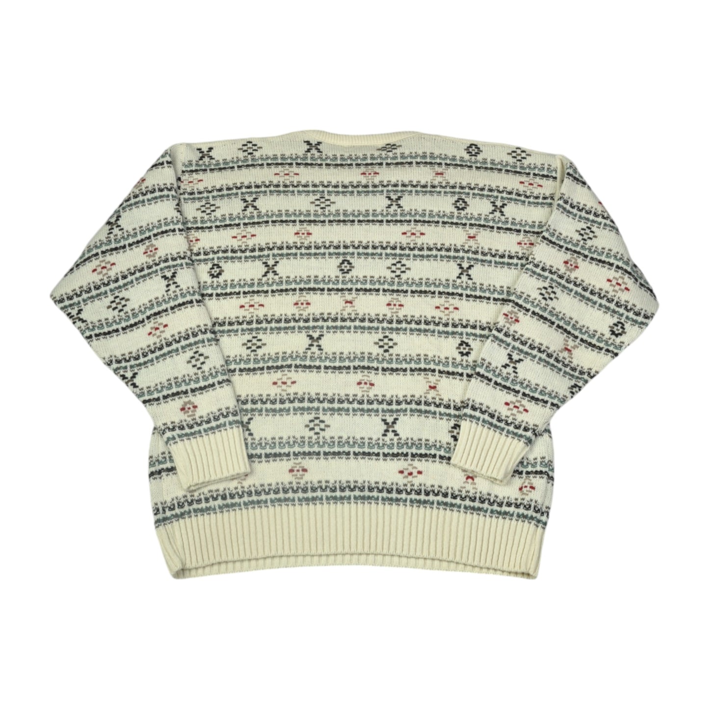 Vintage Knitwear Sweater Retro Pattern Beige Large