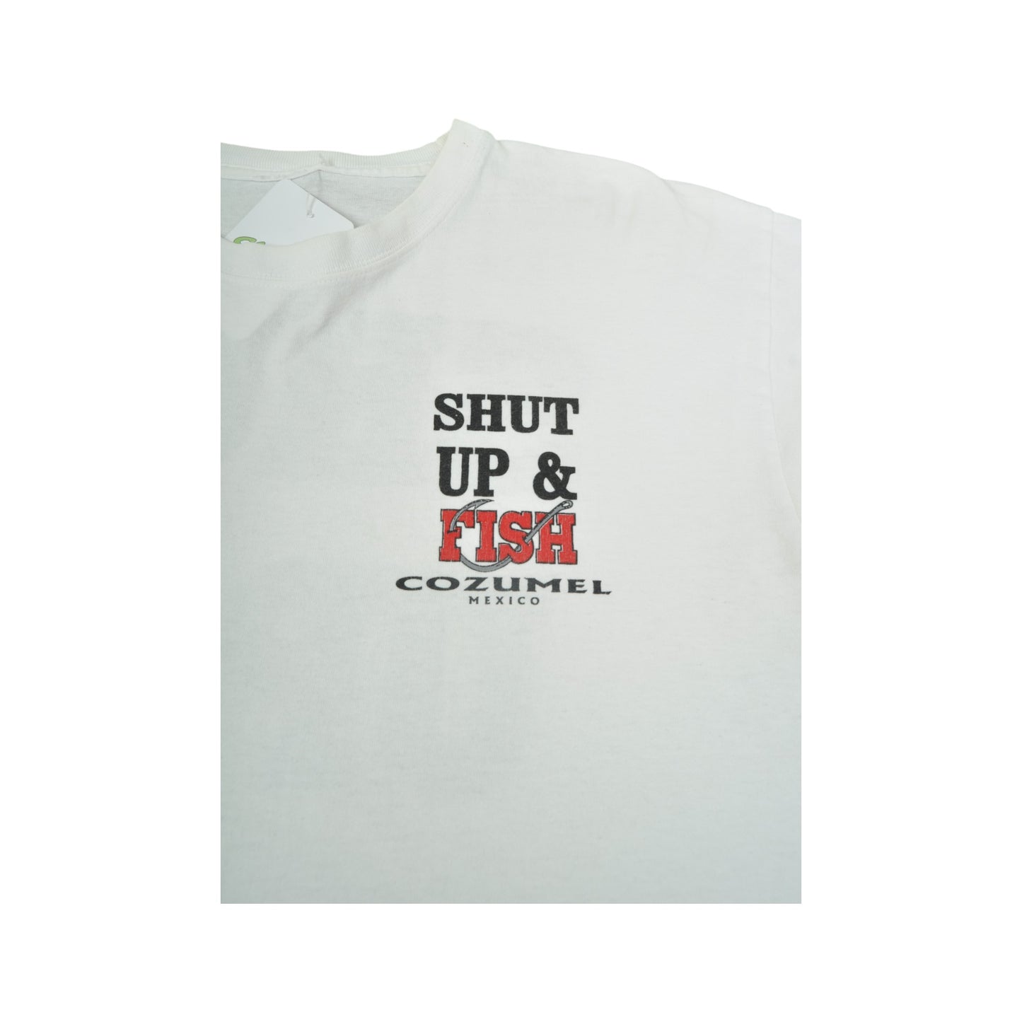 Vintage Shut Up & Fish Cozumel Mexico T-Shirt White Large