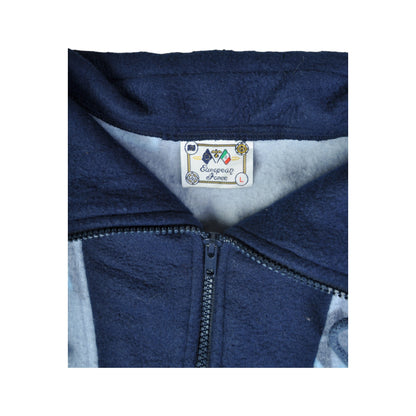 Vintage Fleece  1/4 Zip Retro Pattern Blue Large