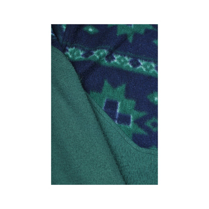 Vintage Fleece 1/4 Zip Retro Pattern Green Medium