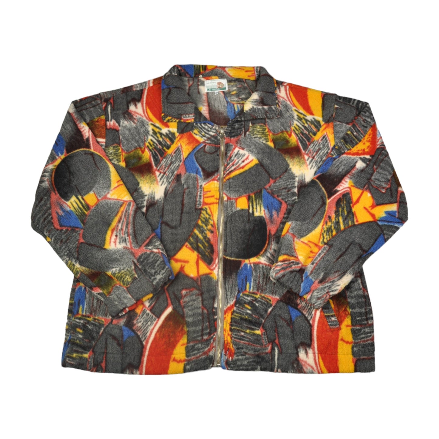 Vintage Fleece Jacket Retro Pattern Multi XL