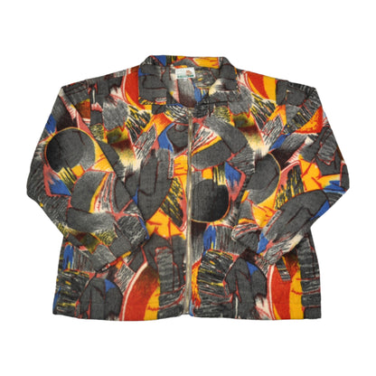 Vintage Fleece Jacket Retro Pattern Multi XL