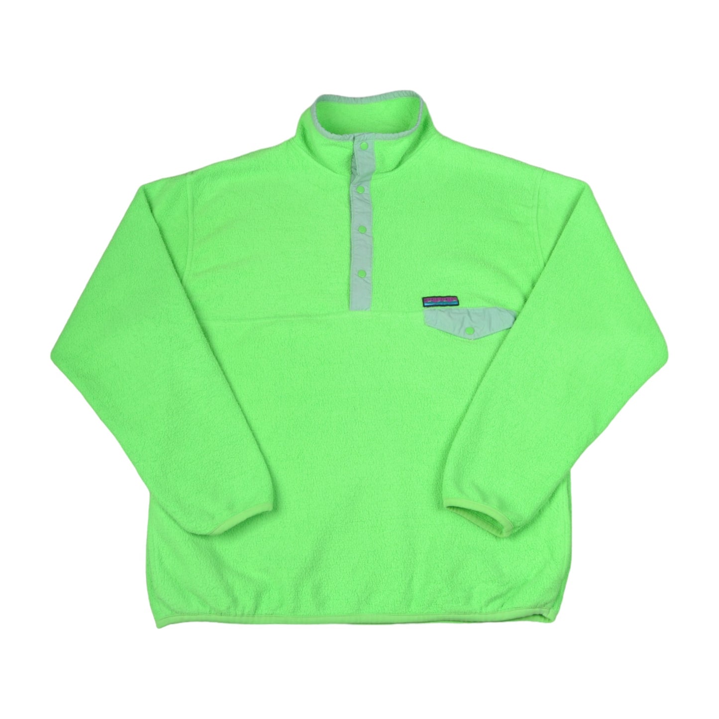 Vintage Fleece 1/4 Press Stud Block Colour Lime Green Medium