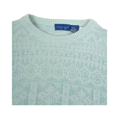 Vintage Knitwear Sweatshirt Pattern Blue Large