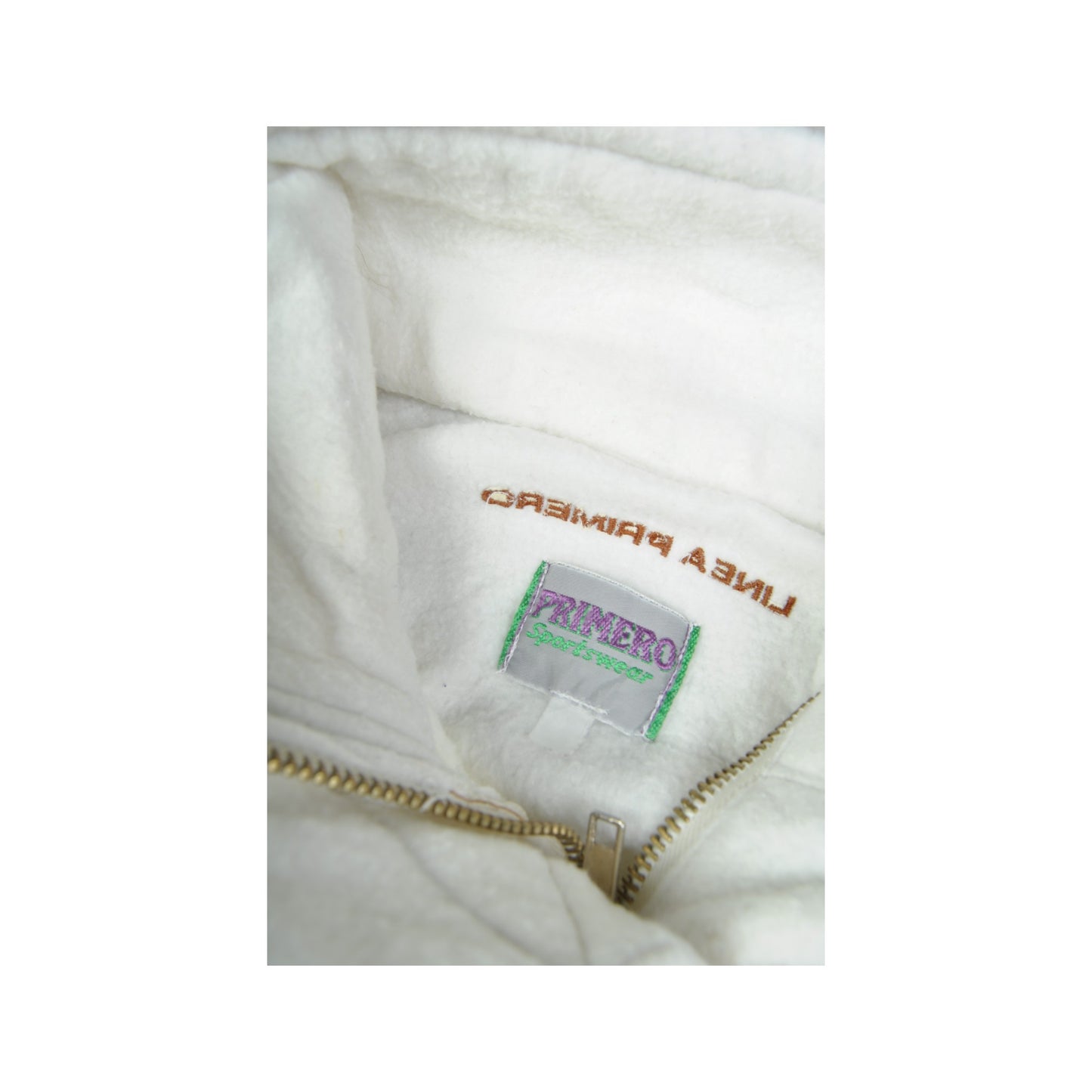 Vintage Fleece 1/4 Zip Retro Pattern White Ladies Large