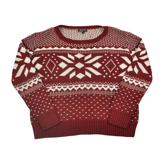 Vintage Knitted Jumper Retro Snowflake Pattern Red/White Ladies Medium