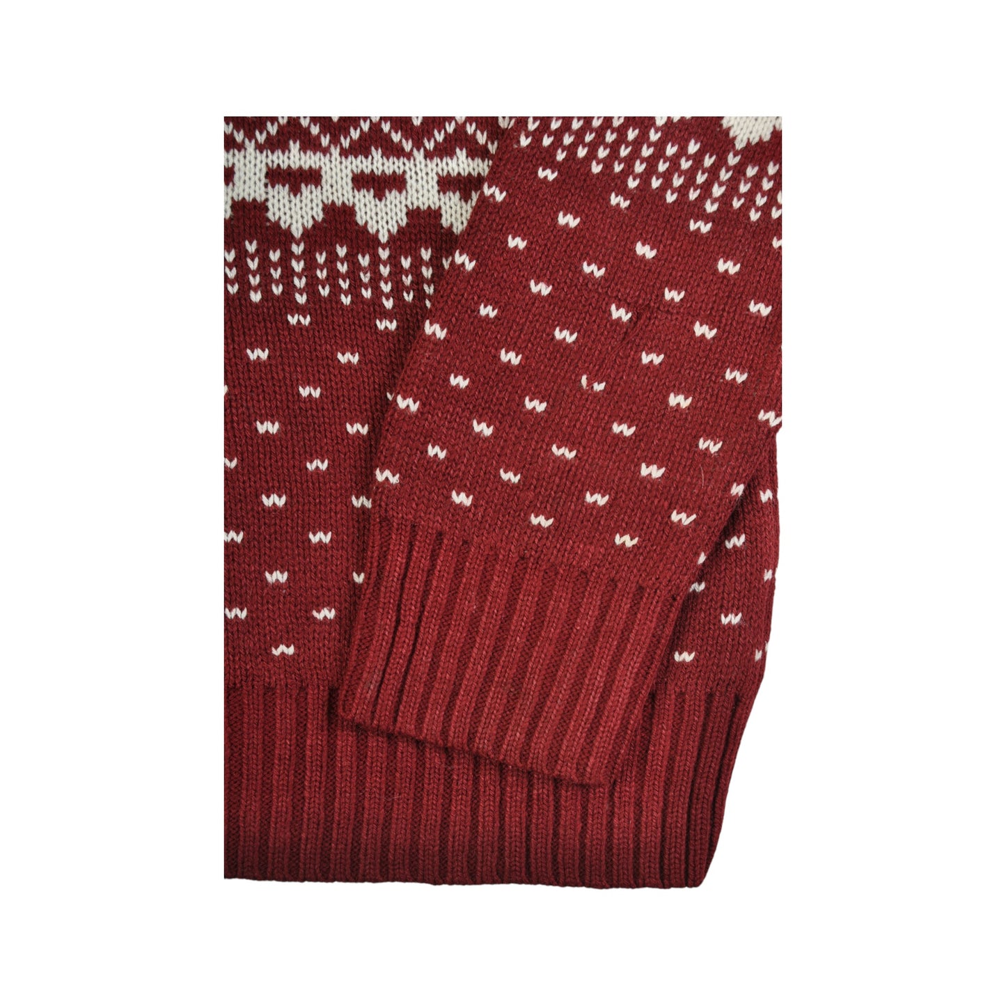 Vintage Knitted Jumper Retro Snowflake Pattern Red/White Ladies Medium