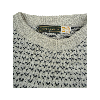 Vintage Knitwear Sweater Retro Pattern Grey Medium