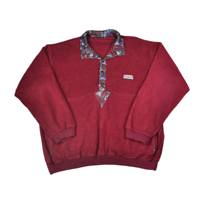 Vintage Fleece 1/4 Zip Block Farbe Rot Groß