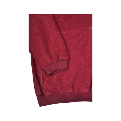 Vintage Fleece 1/4 Zip Block Farbe Rot Groß