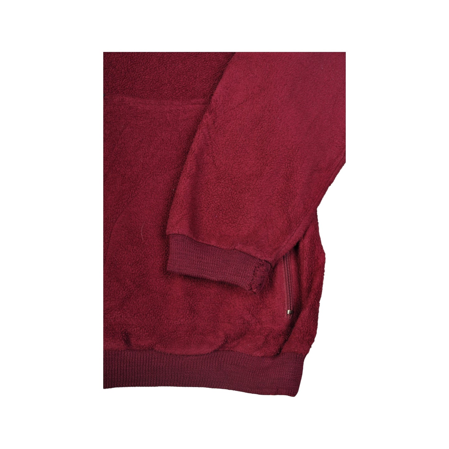 Vintage Fleece 1/4 Zip Block Farbe Rot Groß