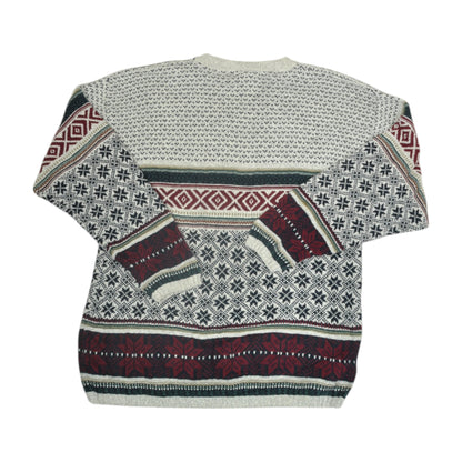 Vintage Knitwear Sweater Retro Pattern Grey Medium