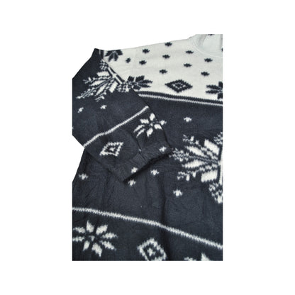 Vintage Fleece Retro Pattern Black Large