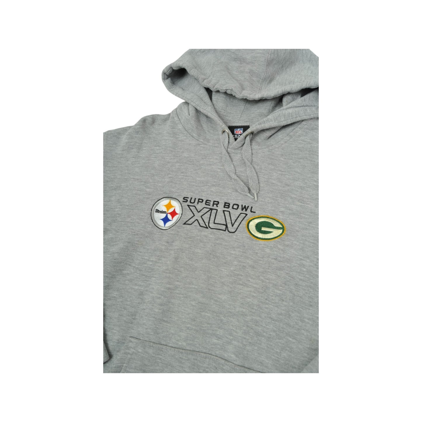 Vintage NFL Super Bowl XLV Steelers Green Bay Packers Sweatshirt Hoodie Grey Large