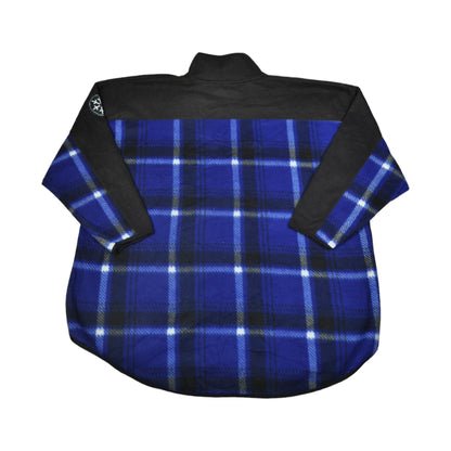 Vintage Fleece 1/4 Zip Checked Pattern Blue XXXL