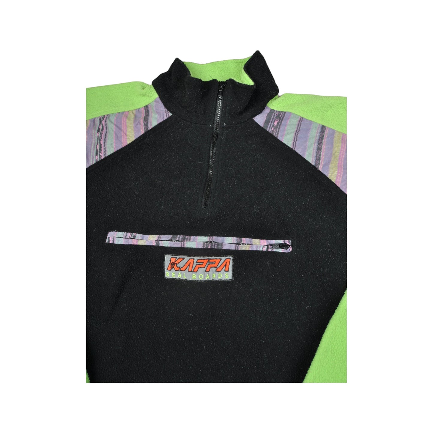 Vintage Kappa Fleece  1/4 Zip Retro Pattern Black XL