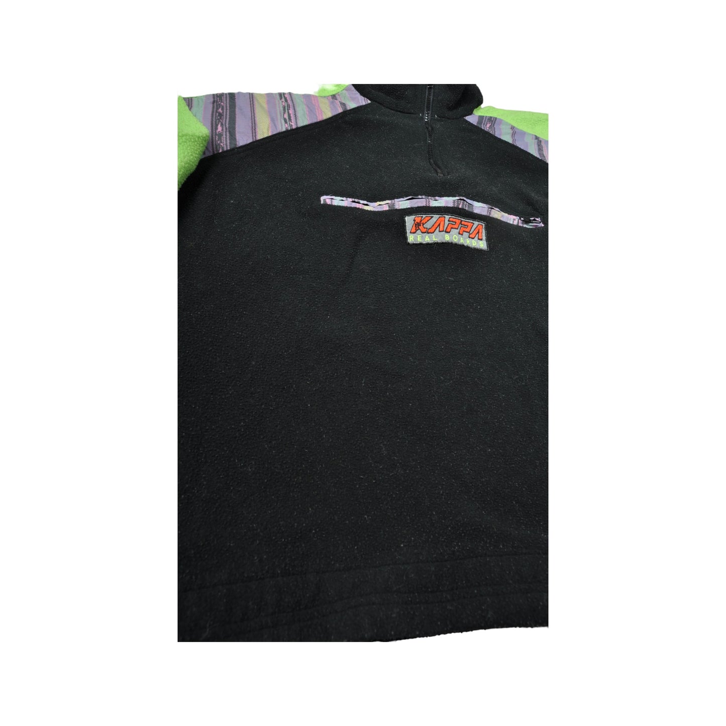 Vintage Kappa Fleece  1/4 Zip Retro Pattern Black XL