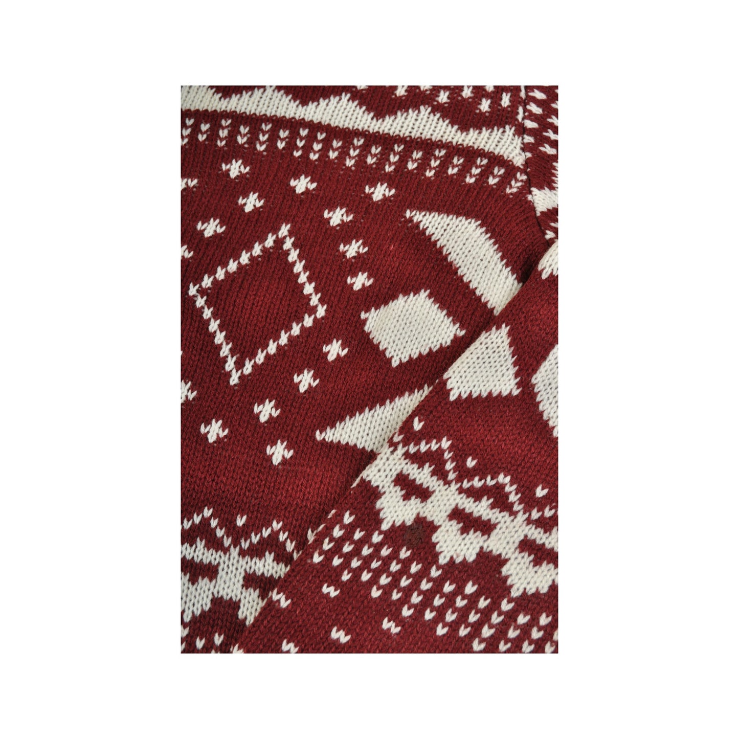 Vintage Knitted Jumper Retro Snowflake Pattern Red/White Ladies Medium