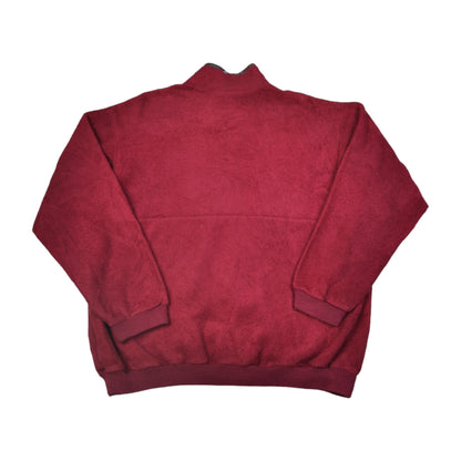 Vintage Fleece 1/4 Zip Block Farbe Rot Groß