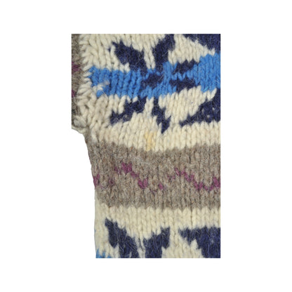 Vintage Knitwear Wool Sweater Scandi Pattern Cream/Blue Ladies Large