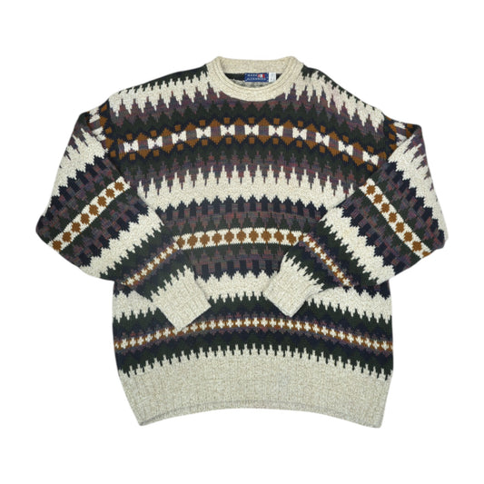 Vintage Knitwear Sweatshirt Retro Pattern Multi XL