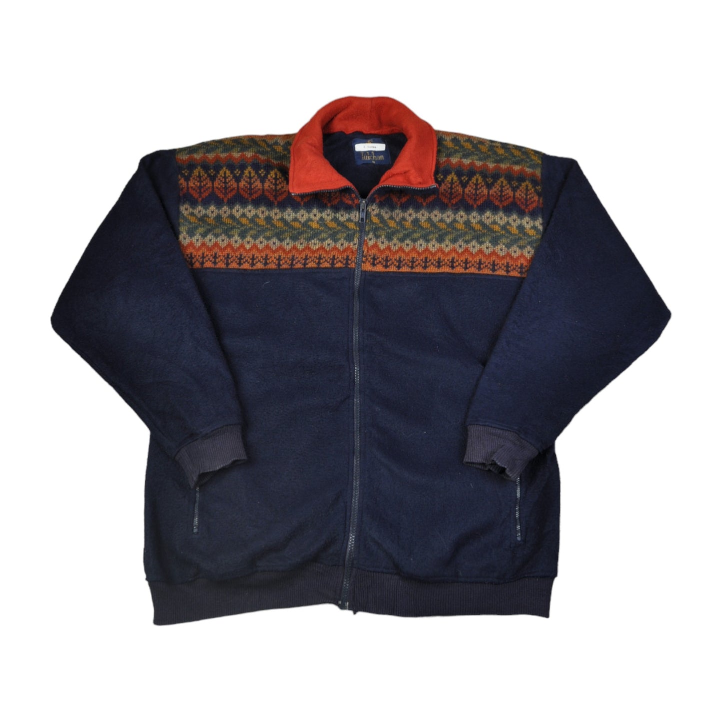 Vintage Jacket Retro Pattern Navy Medium