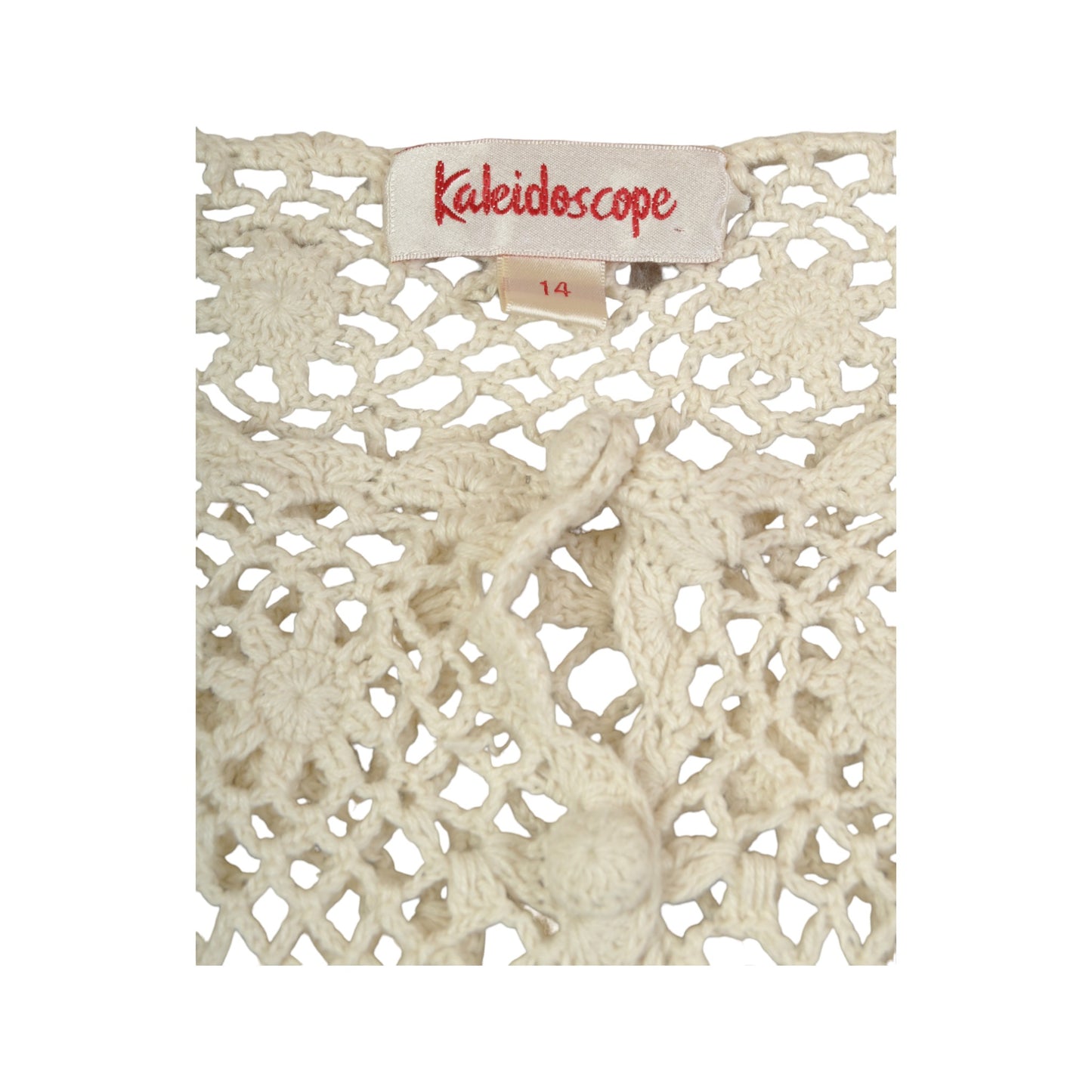 Vintage Kaleidoscope Y2K Crochet Top Cream Medium