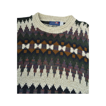 Vintage Knitwear Sweatshirt Retro Pattern Multi XL